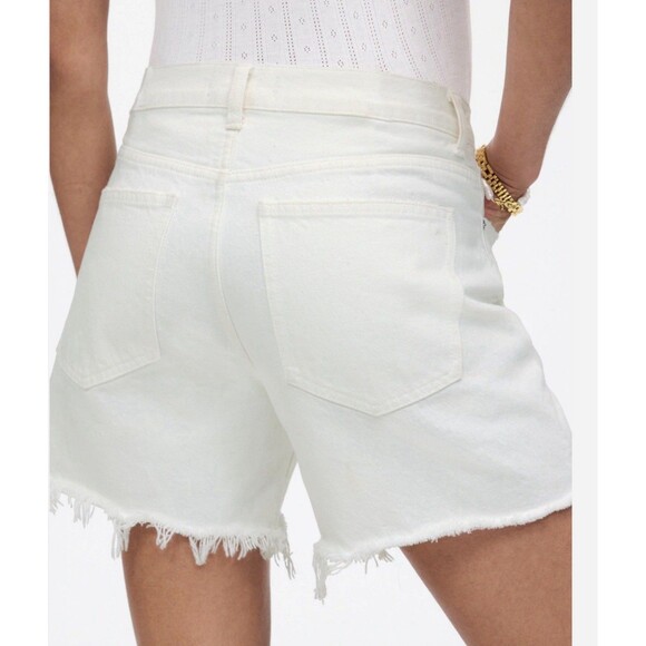 Madewell Curvy High Rise Denim Shorts White Frayed Hem Women Size 27 - Picture 2 of 12